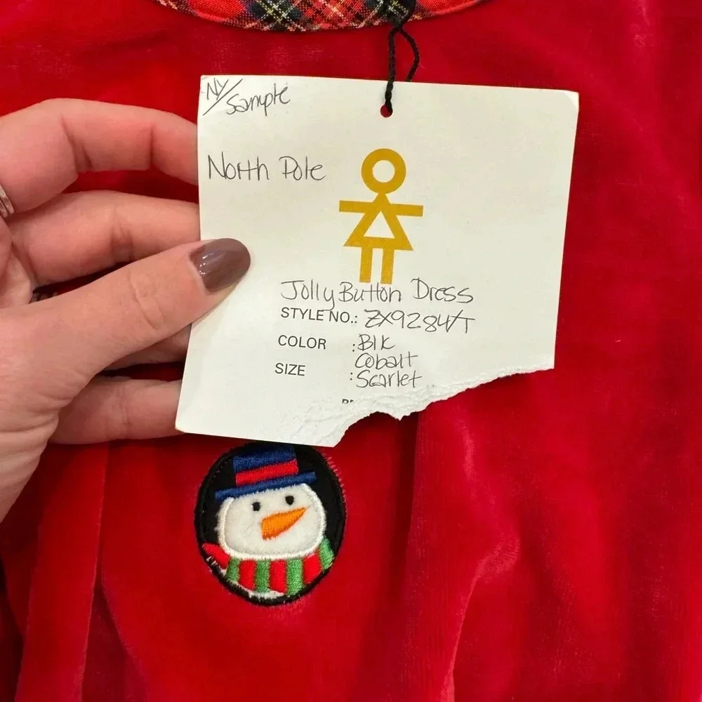 Michael Simon Girls Red Velvet Christmas Holiday Santa Dress - Picture 7 of 7